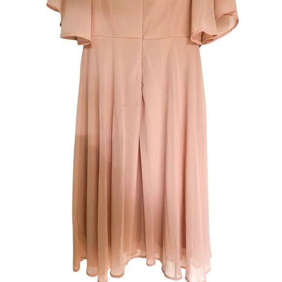 Boohoo Light Pink Flutter Sleeve V-Neck Midi Dress, Wedding Guest, Size 6 - Picture 13 of 13